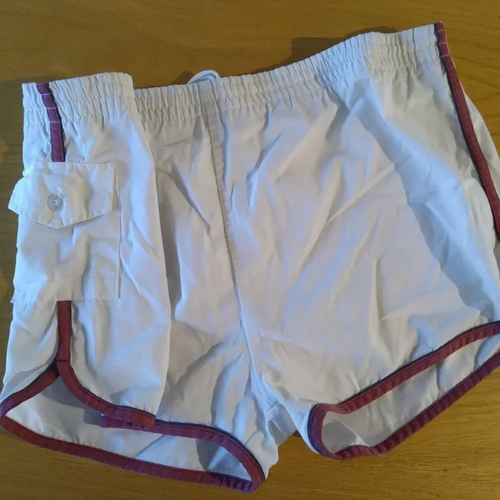 Vintage 80s Islander Striped Swim Shorts Cargo Pocket